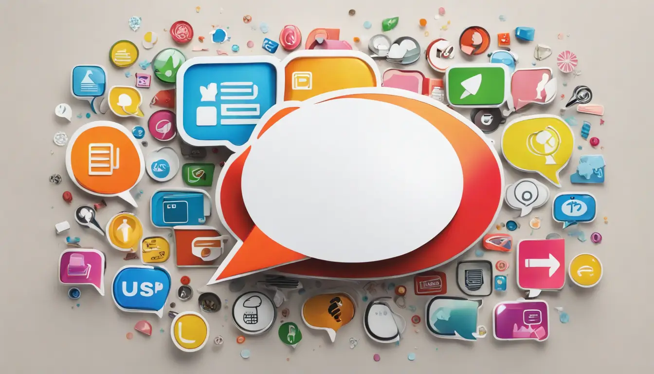 Imagem representando um grande ímã em forma de balão de fala atraindo diferentes tipos de conteúdo digital, simbolizando o papel do marketing de conteúdo na aquisição de clientes.